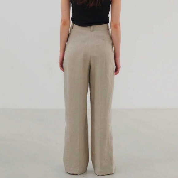 NWT Skall Studio Joan Wide Leg High Waisted Pleated Linen Pants 36 - Picture 8 of 14